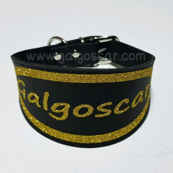 Collar galgo y whippet  negro  personalizado en diferentes medidas y colores , glitter o neón.  Para galgo, whippet y piccolo,