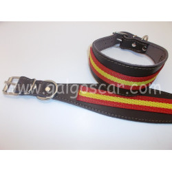 Collar galgo cuero ancho bandera españa c/marron