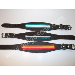 Collar galgo cuero ancho bandera Andalucia c/marron