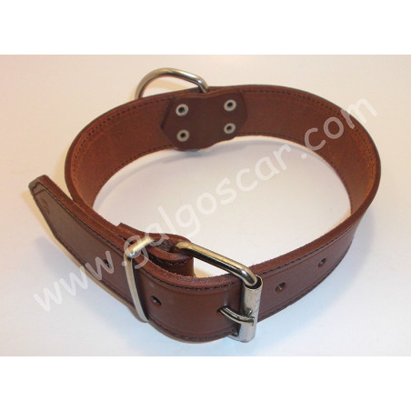 Collar perro  cuero razas grandes 4cm ancho y  largo 70cm c/marron