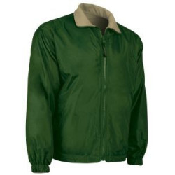 Chaqueta verde impermeable con forro polar interior, bordado logo galgo.