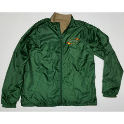 Chaqueta verde impermeable con forro polar interior, bordado logo galgo.